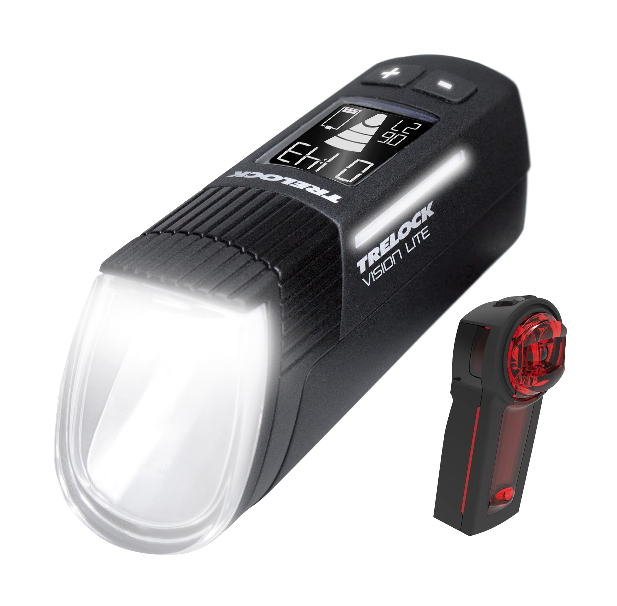 TRELOCK LS 660 I-GO Vision Lite + LS 740 Vector Bicycle Light Set, 80 Lux, USB Rechargeable, 100 m Visibility, German Road Traffic Licensing Regulations Approved, Black