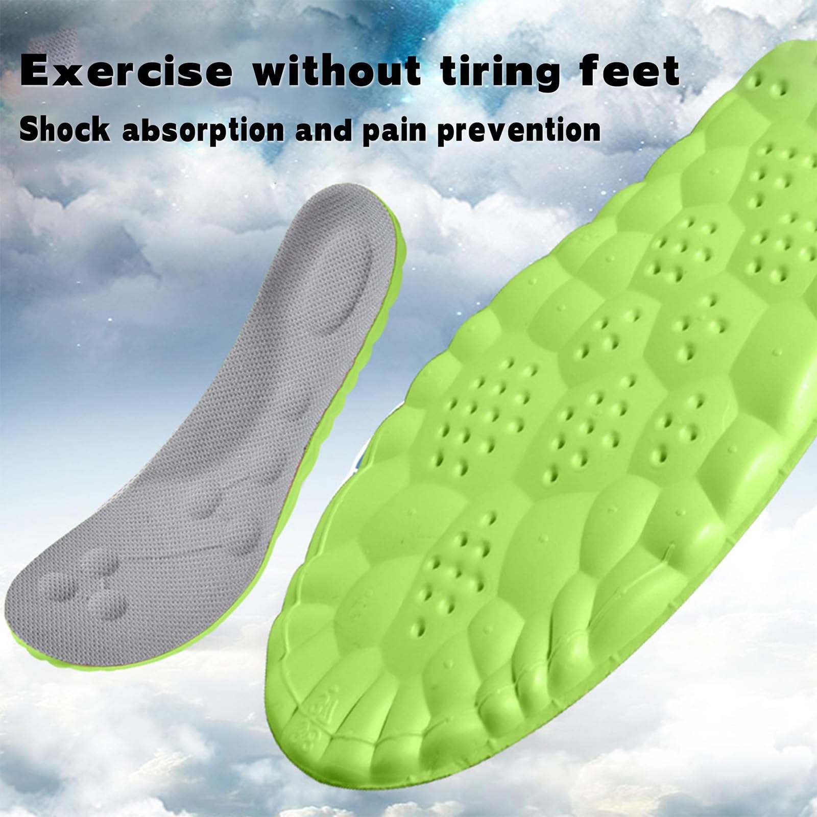 Bwoost Padel Insoles, 4D-Memory Foam Plantar Fasciitis Insole with Arch Support, Lightweight and Breathable, Relieves Foot Fatigue(3 Pair,49-50)