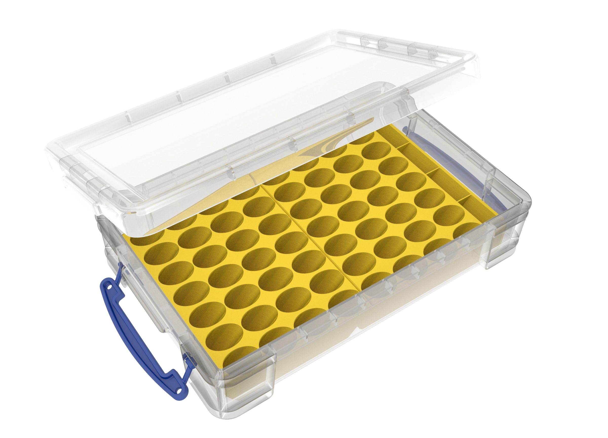 Feldherr paint rack compatible with 4L Really Useful Box - 56 Paint Bottles, Color:Yellow, Really Useful Boxes:Box 4 l included