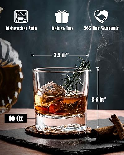 Miniatura 6 de JBHO Vasos de whisky premium con cabeza de animal bajo base pesada, regalo para el día del padre, vasos dobles antiguos de 10 onzas, juego de 4,