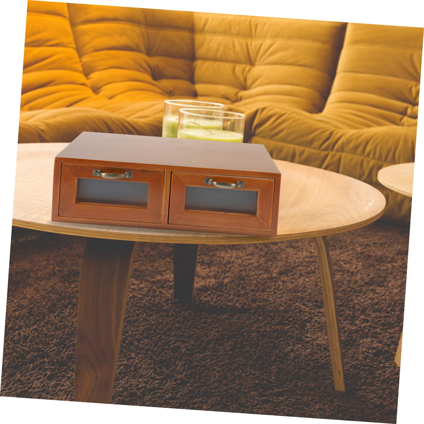 VICASKY Praktischer Schreibtisch Organizer aus Holz mit Schubladen Vintage Aufbewahrungsbox für Kosmetik Bürobedarf und für Stilvolle Desktop Dekoration