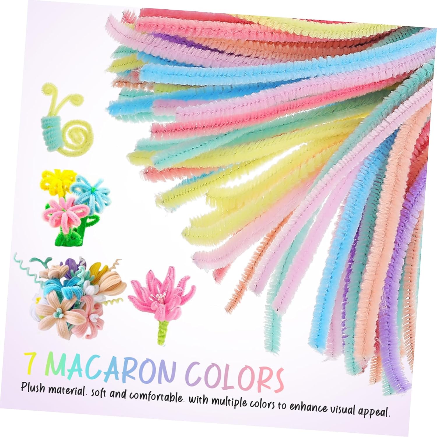 1200pcs Pipe Cleaners Chenille Sticks Soft and Bendable Craft Stems for Creative Decorations Versatile for Art Projects Material