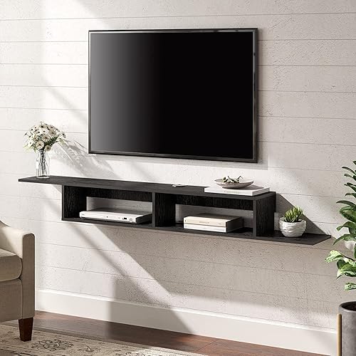 FITUEYES Soporte de TV flotante de 70 pulgadas, centro de entretenimiento montado en la pared estante de TV para debajo de la consola de medios de