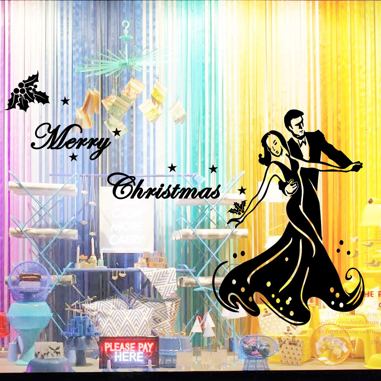 Sticker mural couple de Noël doré pour célébrer la magie des fêtes