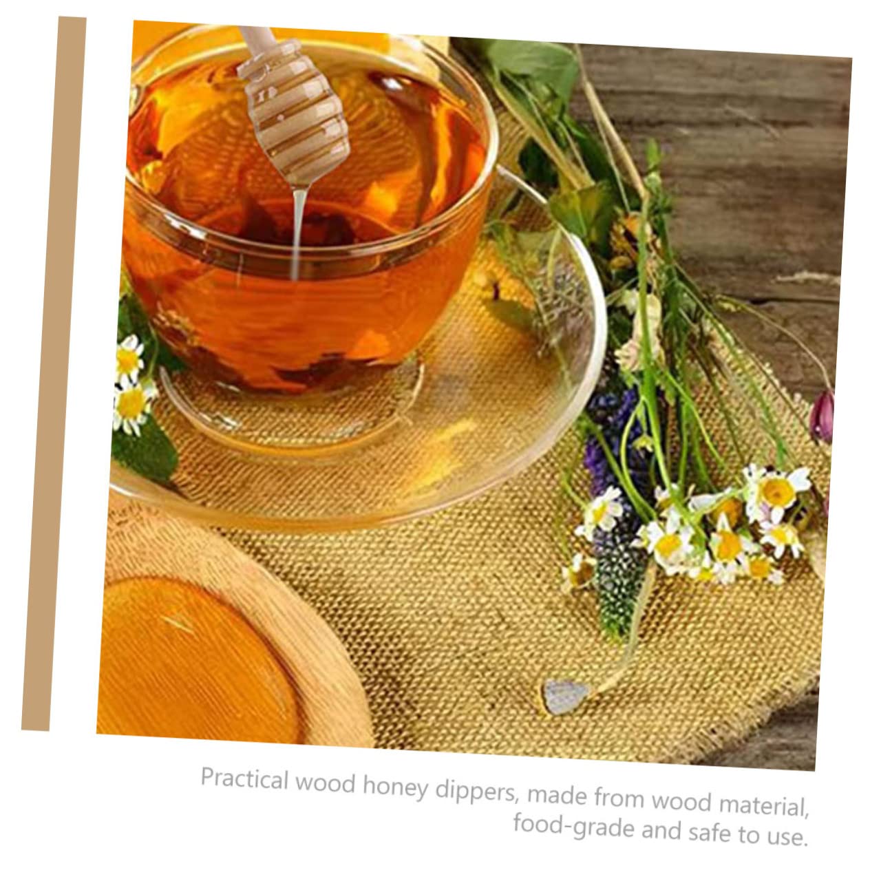 CIYODO 20pcs Wooden Honey Stirrers Portable Cocktail Stirrer Household Honey Portable Honey Dippers Honey Scooper Honey Spoons Portable Stirring Sticks Convenient Honey Dipper Jam