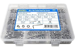 ieexcel M4 Hex Socket Cap Screws and Nuts Bolts Washers Kit