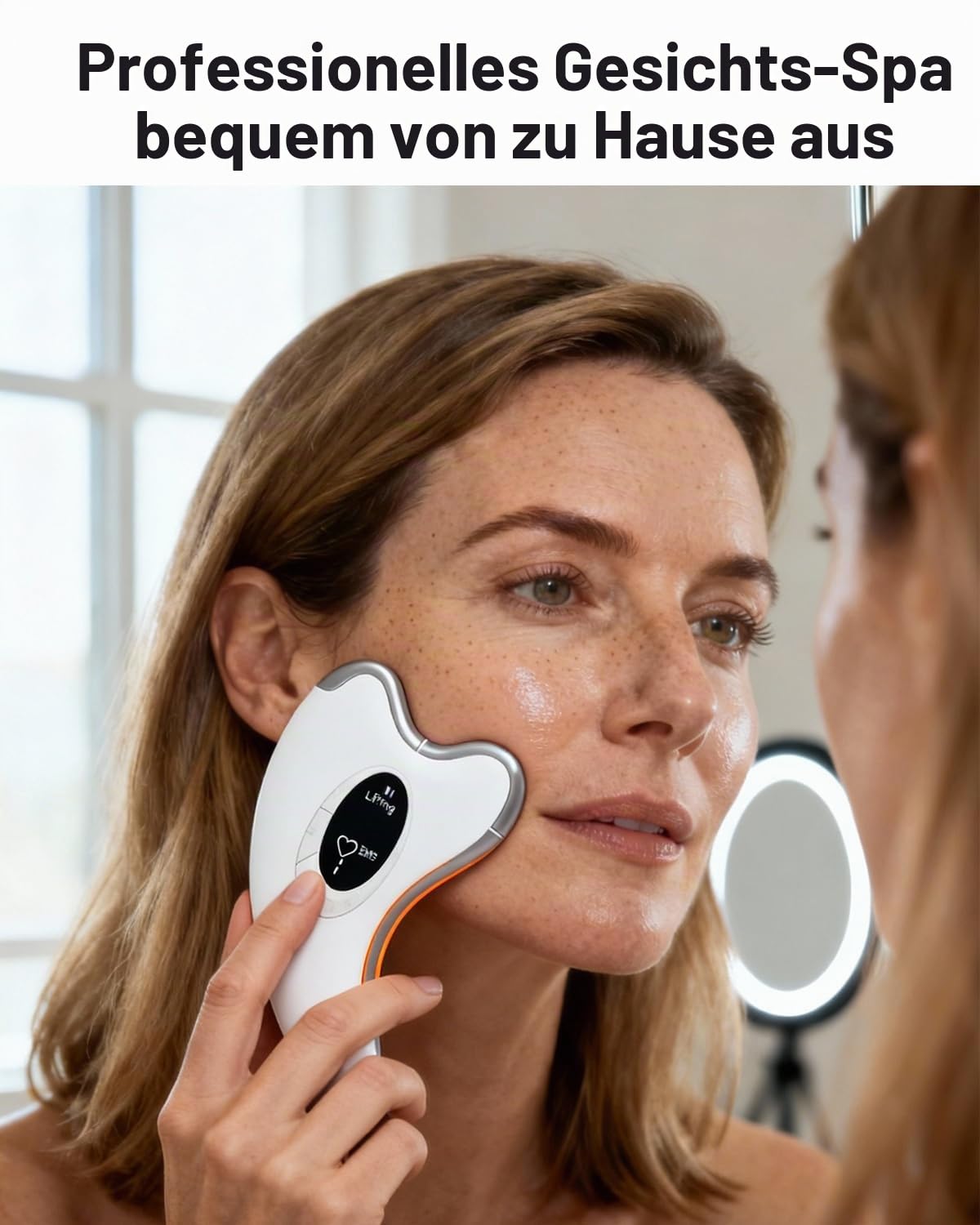 Aokitec Elektrisches Gua Sha Gesichtsmassagegerät für strahlende Haut, 4 Massage-Modi Face Massager, 9 Intensitätsstufen, 43°C Wärmefunktion, IPX7 Wasserdicht, Kosmetisches Beauty Tool
