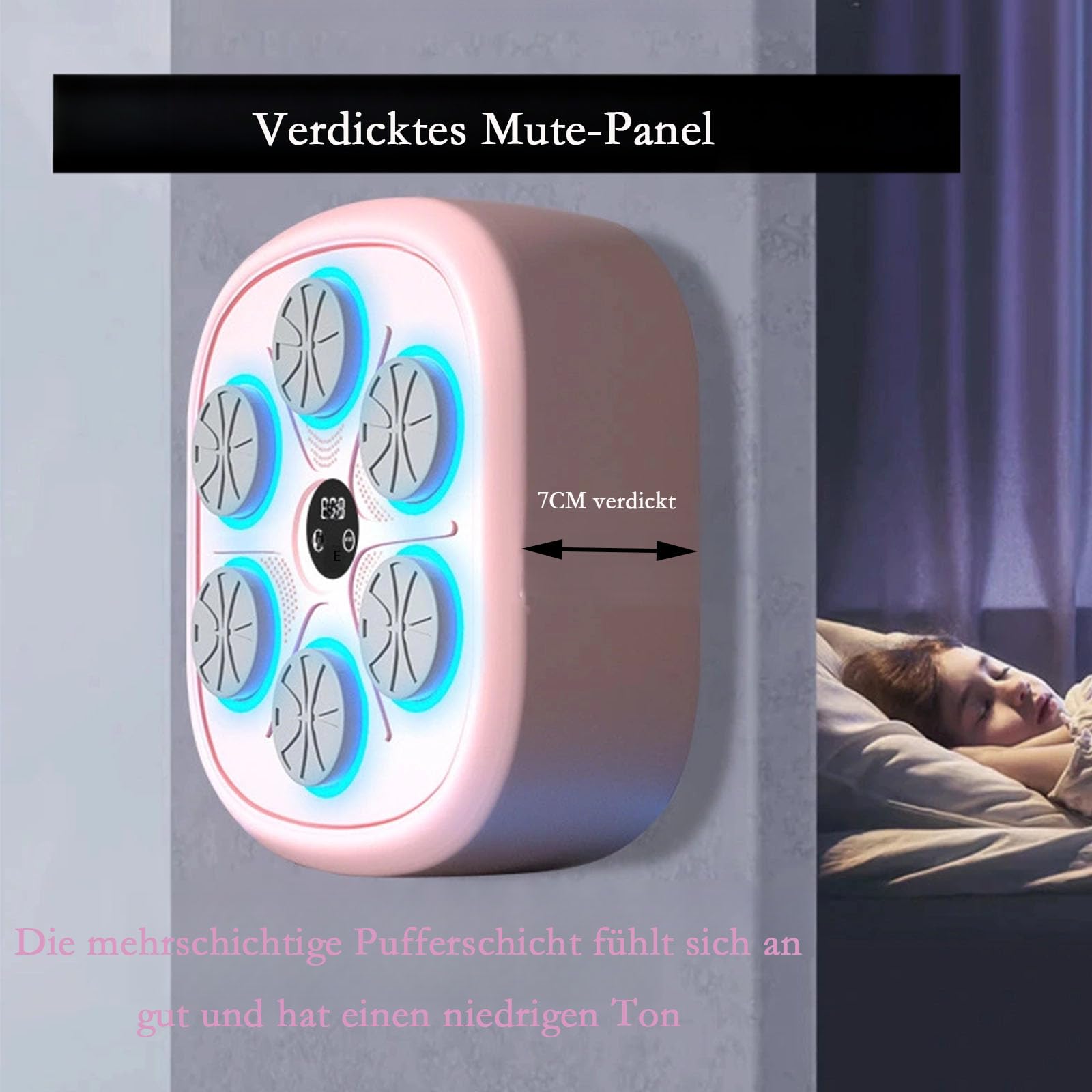 Musik Boxmaschine Elektronische Boxen LED Wand Boxing Target Smart Boxtrainingsgeräte für Erwachsene und Kinder 4 Geschwindigkeitsmodi Einstellbare Einbauhöhe
