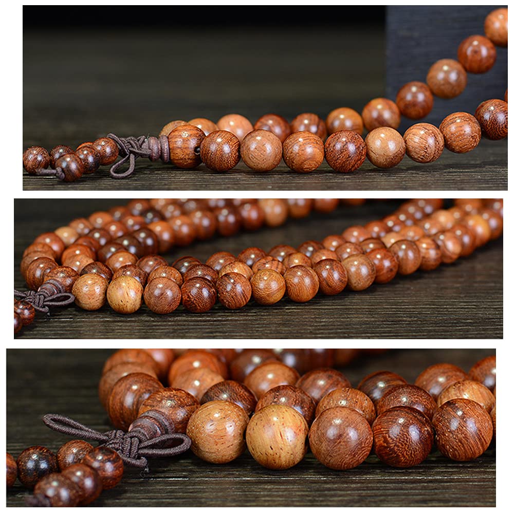 200 Perles Bois Palissandre 8mm - Pour Création Bijoux DIY - Avec Cordon Élastique Et Boîte