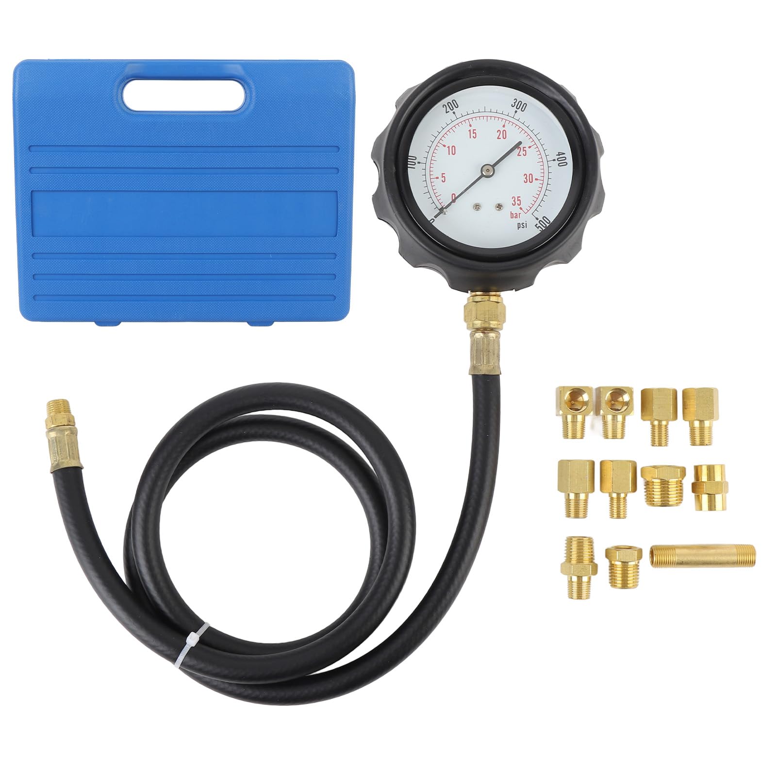 12 Pezzi di Pressione Dell'olio Motore 0 a 500 Psi Kit Strumento di Strumento di Strumento Fluido Trasmissione Automatico Conte Misuratore di Pressione del con Tubo e Adattatori