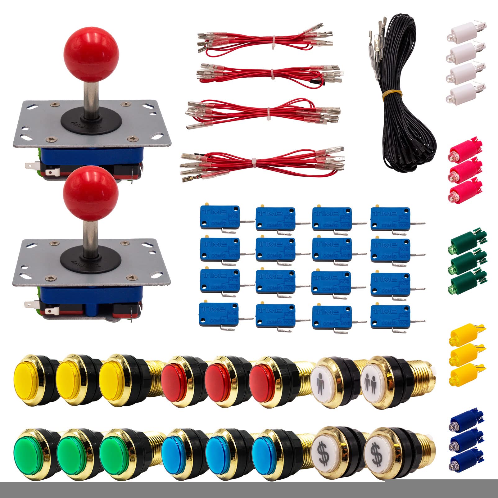 Kit Joystick Arcade Stile Happ Per Cabinet Fai Da Te - 2 Player Con Pulsanti Colorati - Foto 9