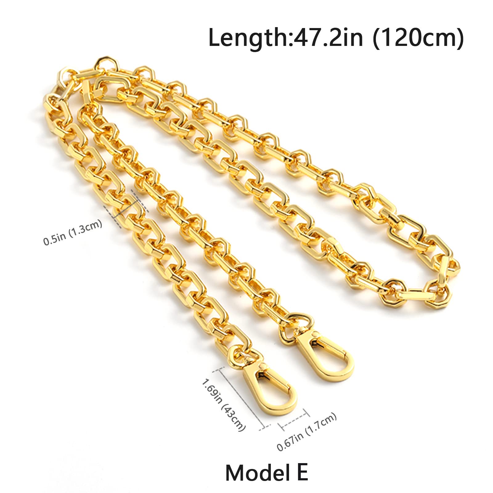 jiesinlov Cadena para bolso Correa para bolso de mano Correa cruzada de repuesto para bolso de hombro con cadena dorada y hebillas metálicas(E120CM)
