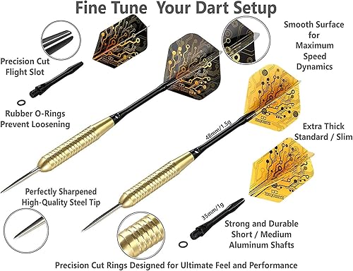 Miniatura 3 de CC-Exquisite Juego de dardos profesionales  6 dardos de punta de acero completos con 12 vuelos de dardos y 12 ejes de aluminio, configuración