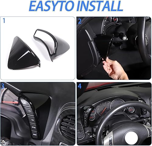 Miniatura 5 de Moittellc Cubierta de botón para salpicadero compatible con Chevy Corvette C6 2005-2013, bisel del velocímetro, accesorios interiores del marco