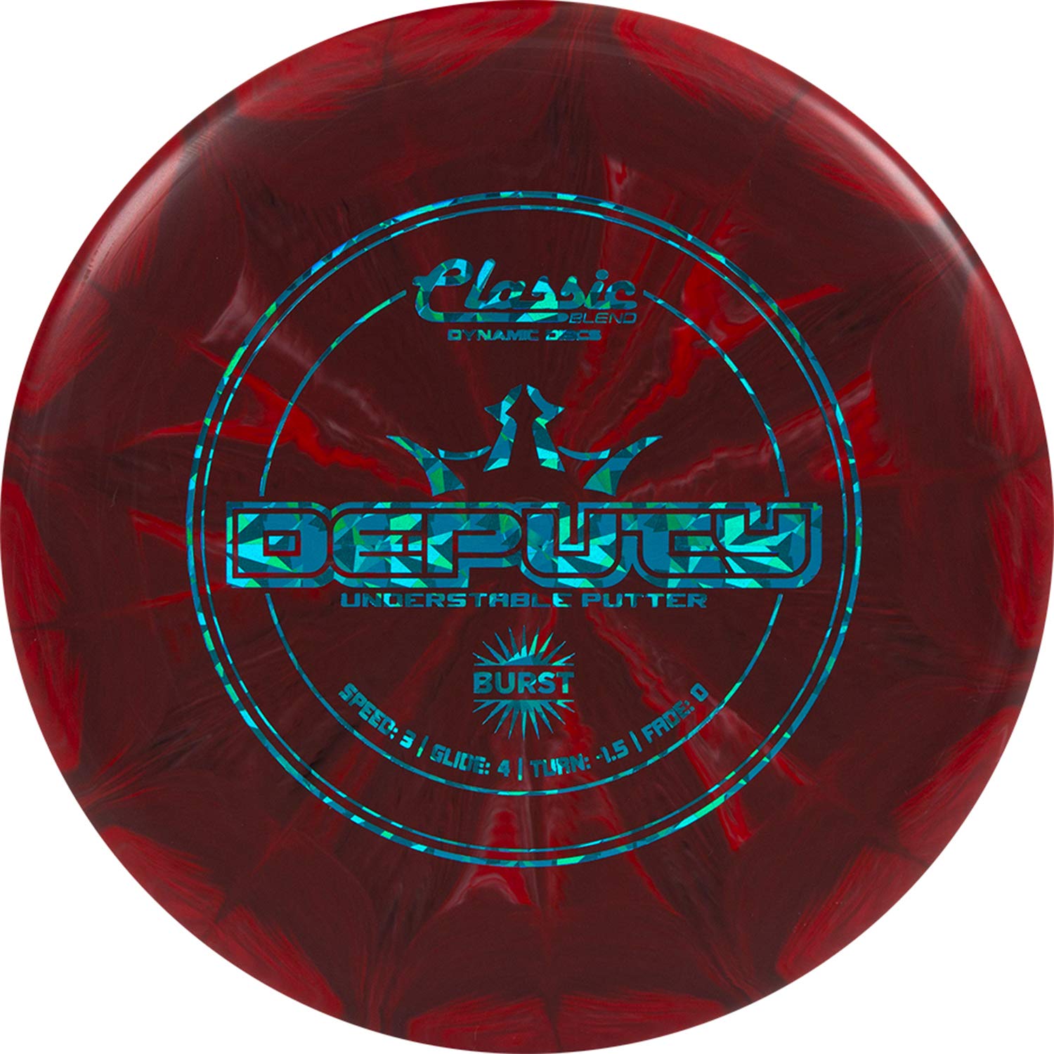 Dynamic Discs Classic Blend Burst Deputy Disc Golf Putter | Throwing Frisbee Disc | Consistent Flight | Stamp Color Will Vary (Red/Black)