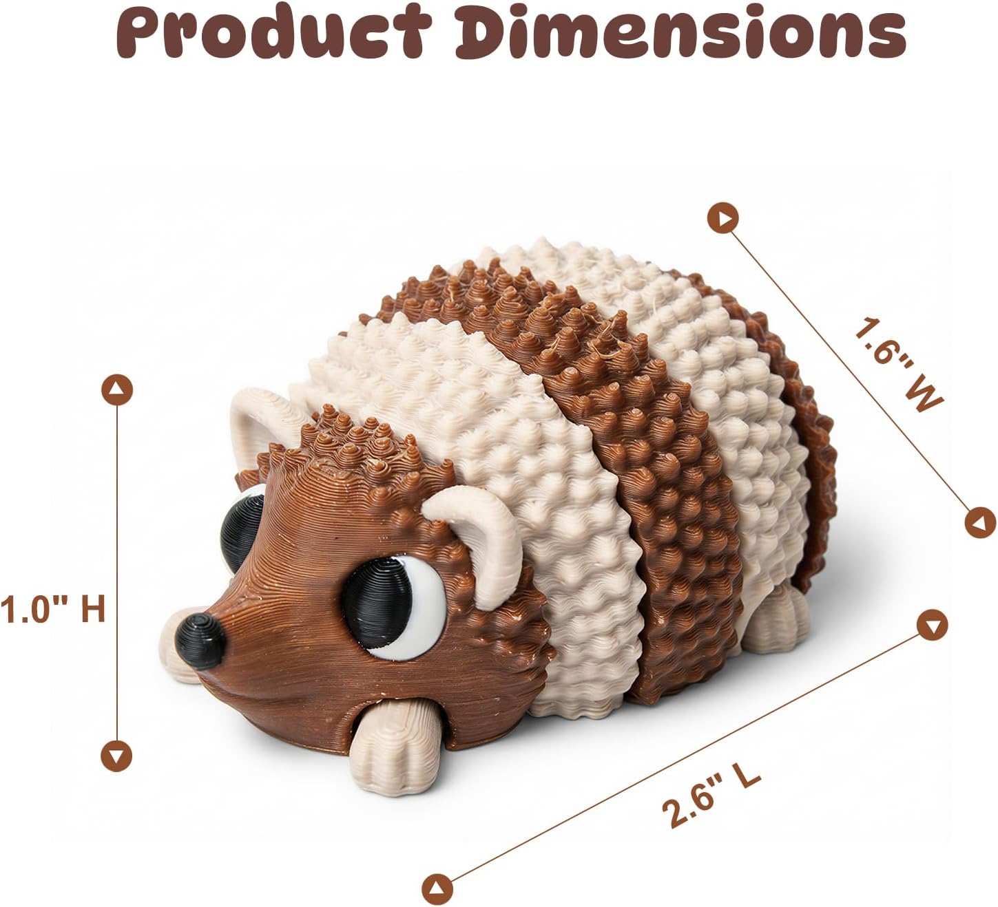 3D Printed Toy Flexible Articulated Hedgehog Interactive Fidget Toy for Desk Decor and Stress Relief
