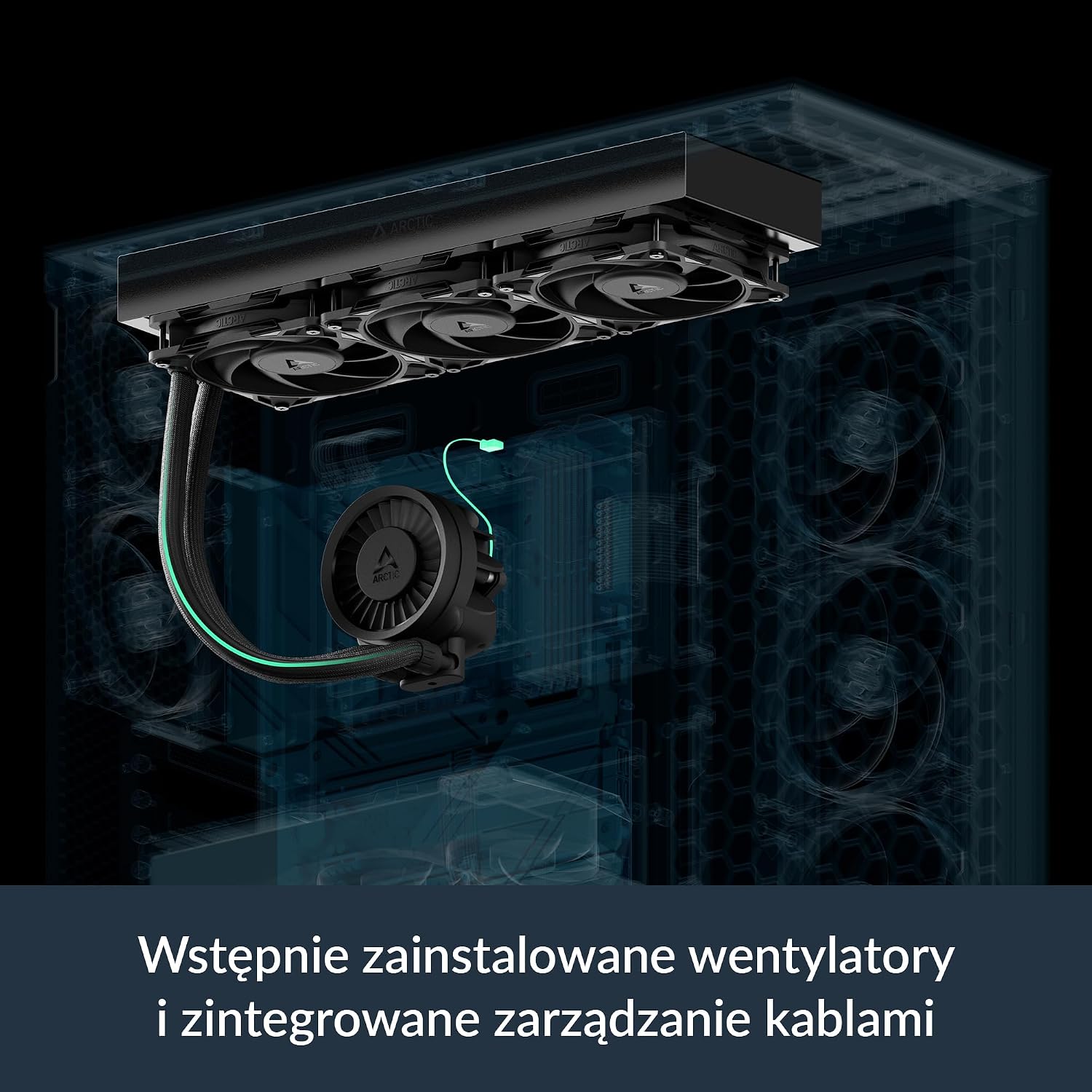 ARCTIC Liquid Freezer III Pro 360 - Chłodnica Procesora AIO 3 x 120 mm Chłodzenie Wodne Grzejnik 38 mm Pompa PWM Wentylator VRM AMD AM5 AM4 Intel LGA1851 1700 Rama Kontaktowa - Czarny