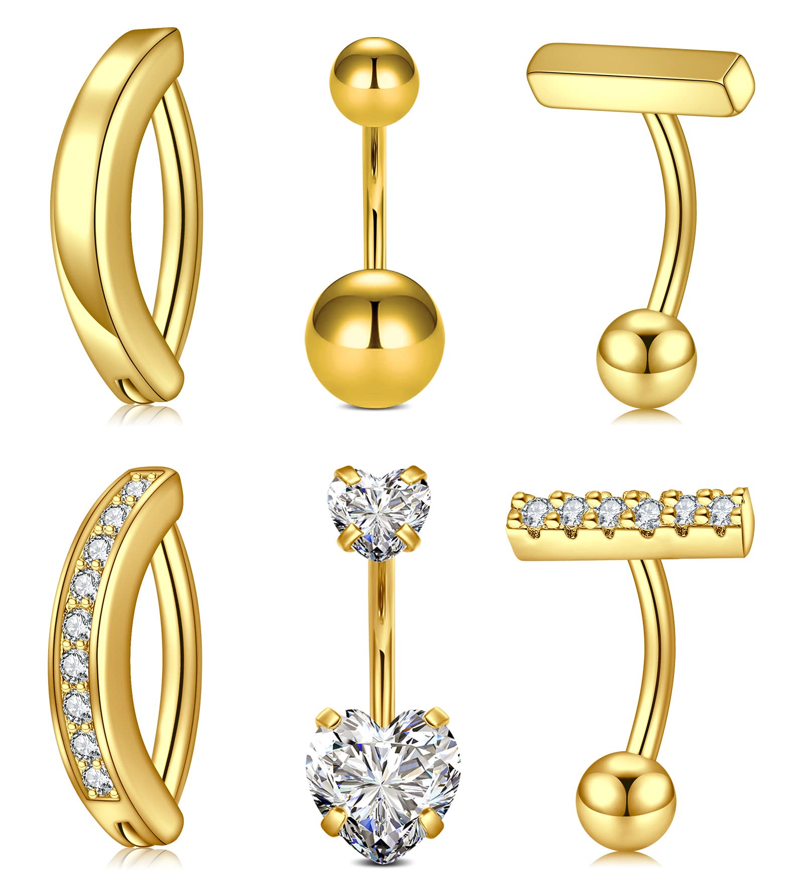 QWALITBelly Rings Short Bar Belly Button Rings Short Belly Button Ring Surgical Steel Belly Rings for Women Opal Belly Button Rings Navel Rings Belly Button Piercing Jewelry 6mm 10mm