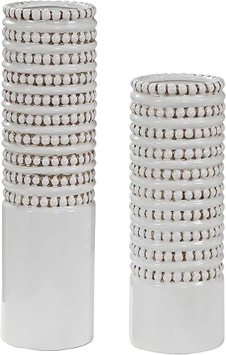Uttermost Angelou - Juego de 2 jarrones de cerámica blanca