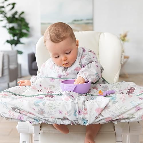 Miniatura 2 de Bumkins Combinación de babero y funda para silla alta, para 6-24 meses, niña o niño pequeño, manga larga para bebés, essentuales de destete LED para