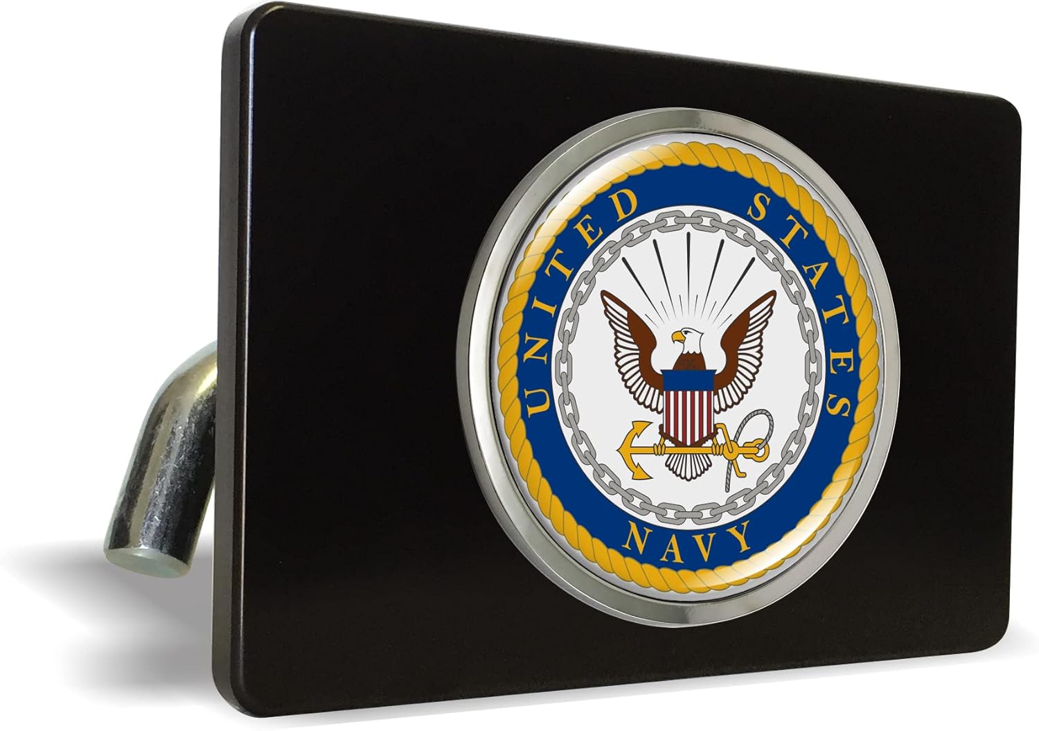 [Officially Licensed US Navy Product] - Premium Quality Anodized Billet Aluminum UV Resistant Metal Car Trailer/Tow Hitch Cover for 2" Receivers with Chrome Emblem - Chief Fouled Anchor USN