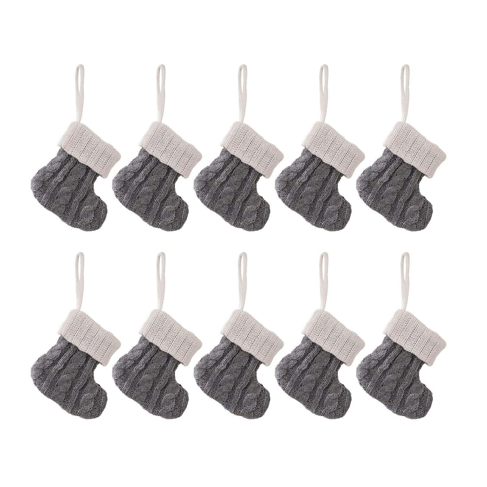 Hsioluted Of 10 Knitted Socks Large Capacity Stocking Stylish Christmas Tree Decoration Stylish Fireplaces Hanging Ornament Large Knitted Stocking