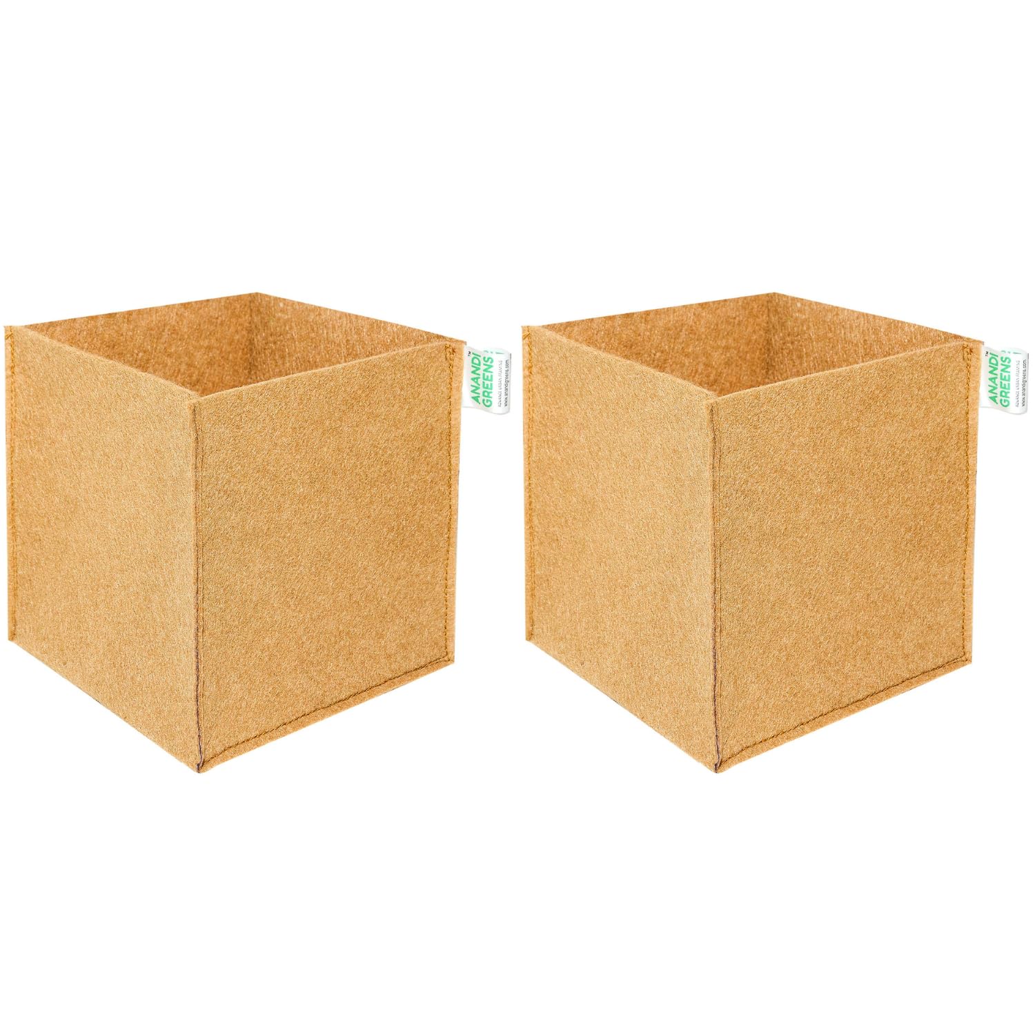 Anandi Green's 400 GSM Environmentally Friendly Geo Fabric Plant Grow Bag Suitable for Terrace and Flowers Vegetable Gardening (Camel, 12x12x12 Inch Pack of 2)