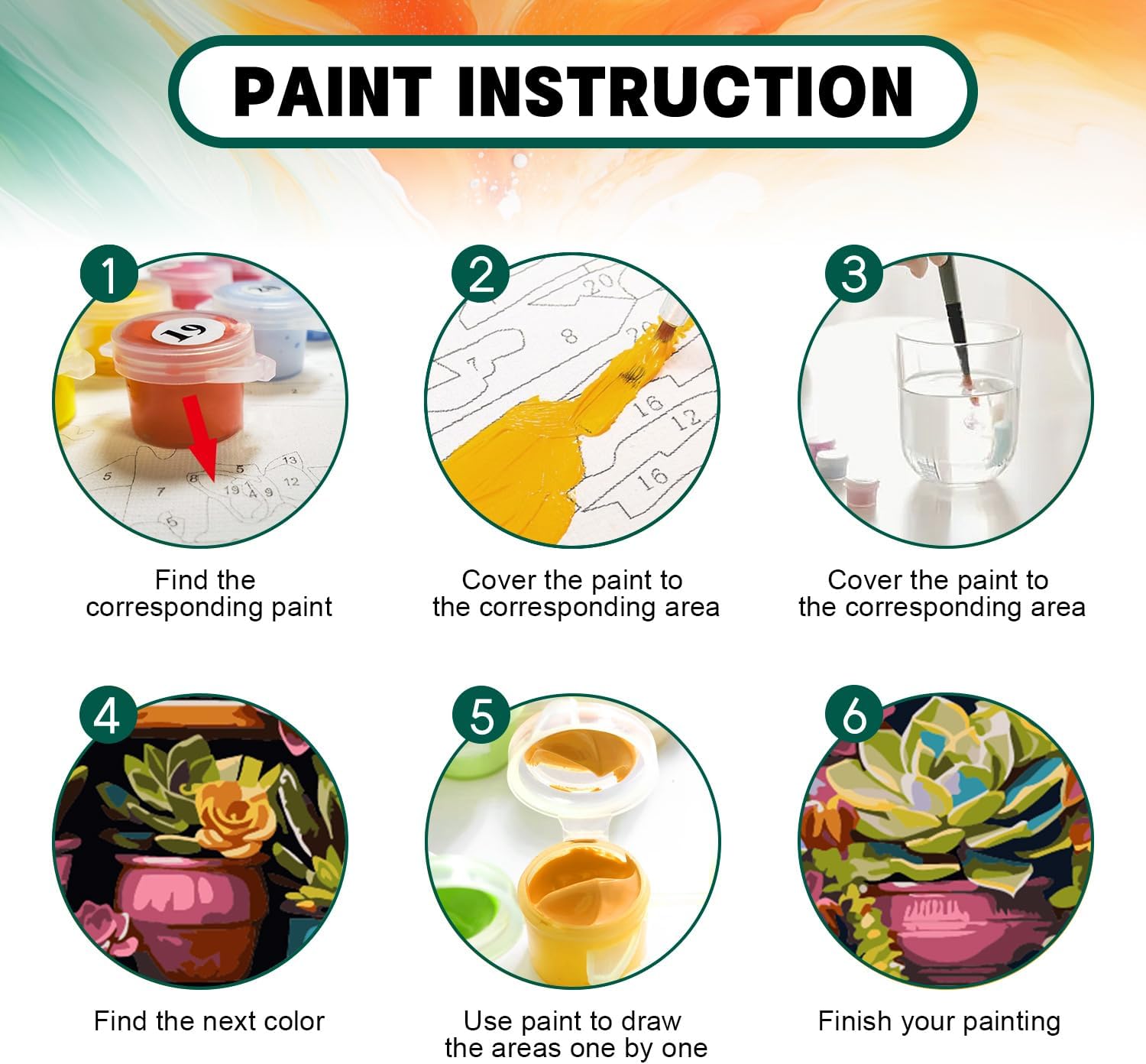 Possoco Paint by Numbers Kit for Adults Beginner Plants, Succulent Easy Adult Paint by Number Kits on Canvas, DIY Acrylic Watercolor Oil Paint by Number for Adults Teens for Home Decor 16x16 Inch
