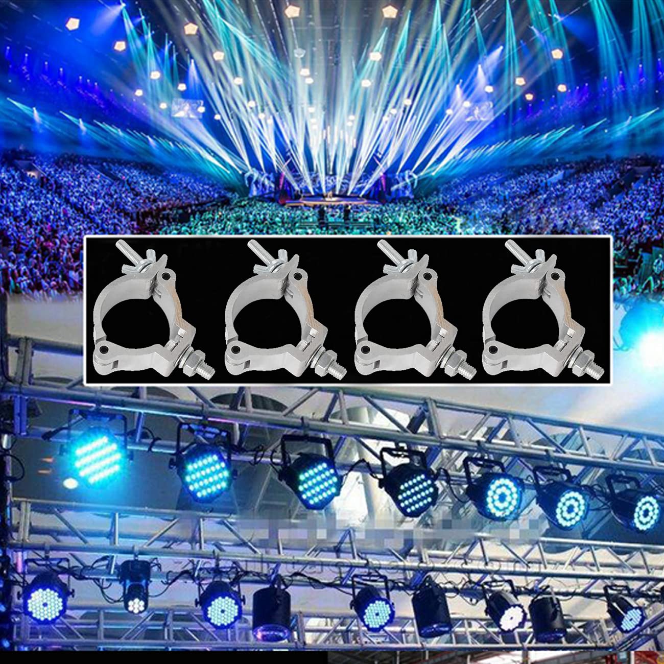 4Pcs Truss Clamp 48-51mm Luce di Scena Morsetti Gancio di Lega di Alluminio Morsetto Leggero del Gancio Della Fase Resistente Metà Conica Accoppiatore