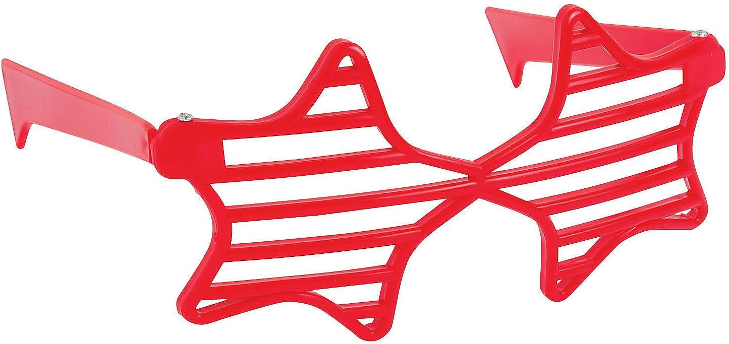 Fun Express - Star Shaped Shutter Shades Red 1pc for Fourth of July - Apparel Accessories - Eyewear - Novelty Glasses - Fourth of July - 1 Piece