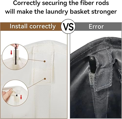 Miniatura 4 de Chrislley Cesta de lavandería delgada de 25 pulgadas, 60 litros, cesta estrecha para la ropa sucia con asa, plegable, organizador portátil y delgado