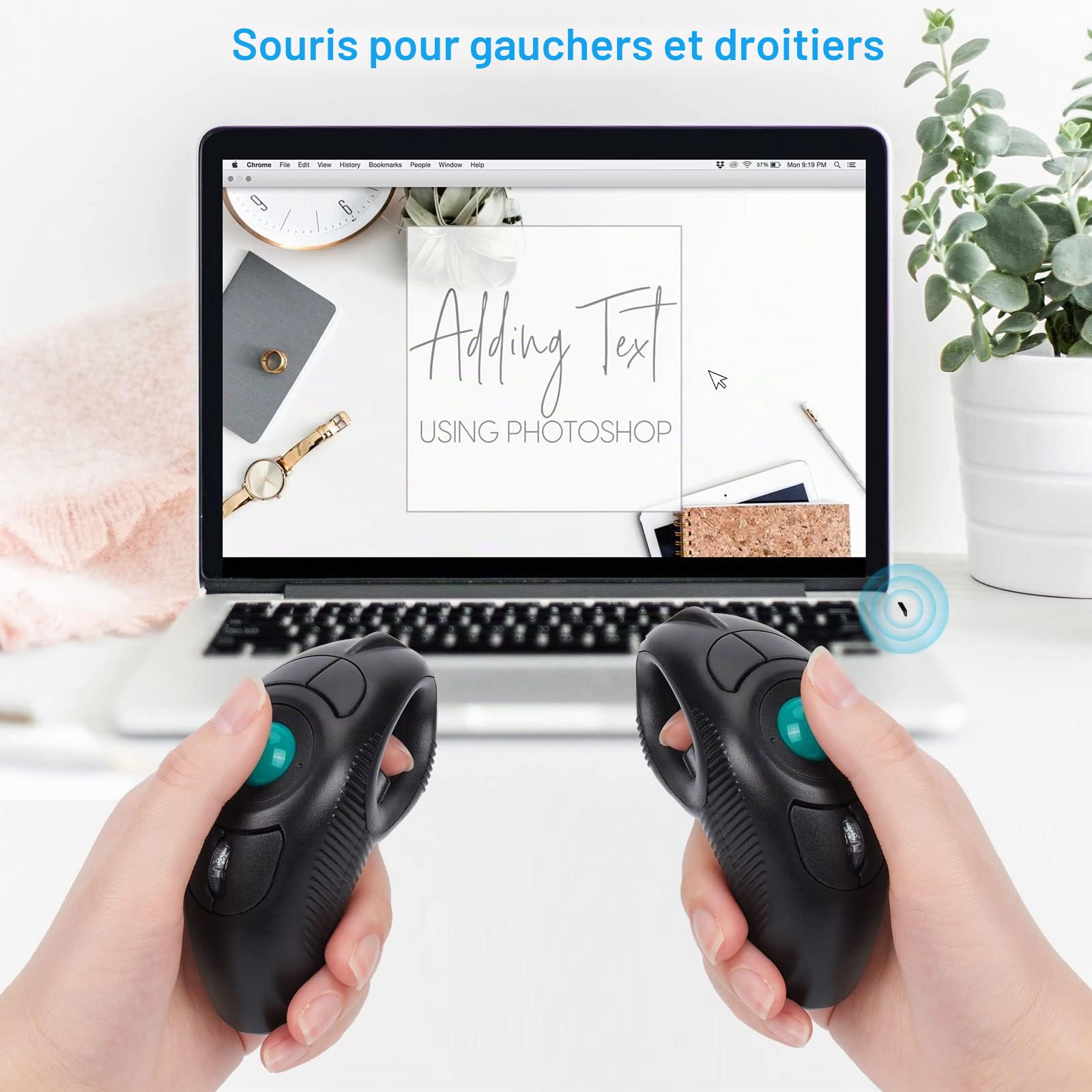Souris Trackball Souris sans Fil USB Hanheld avec Laser pour droitiers ou gauchers