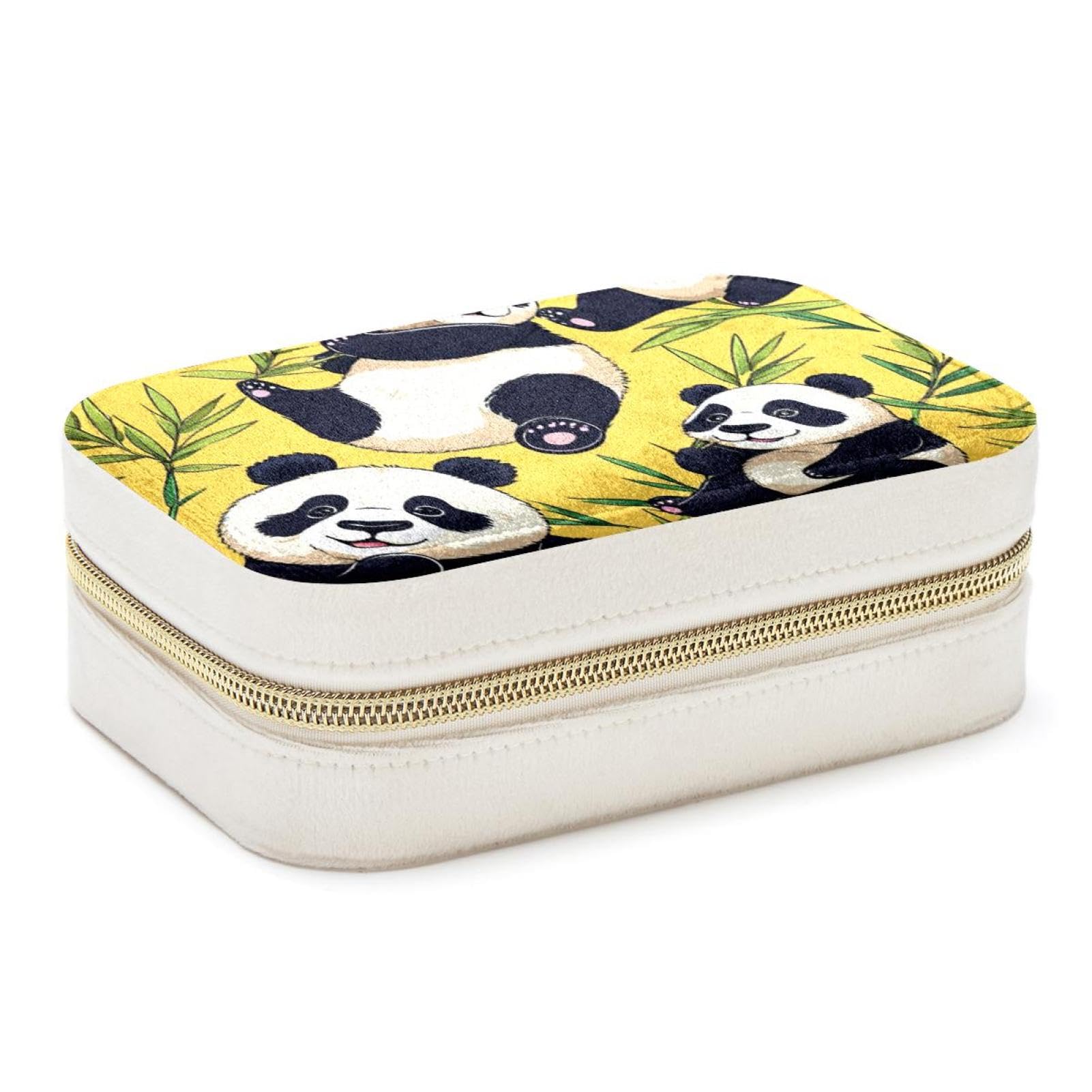 Rangement bijoux voyage panda jaune pour fille avec compartiments
