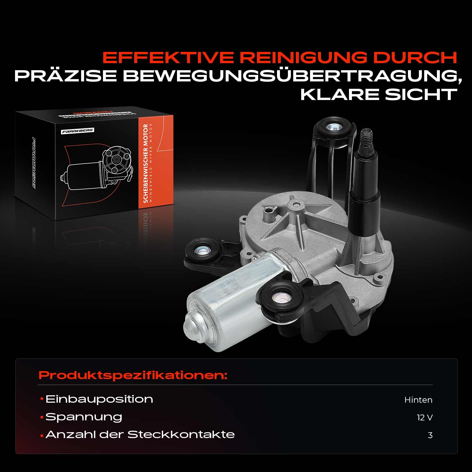 Frankberg Wischermotor Heckwischermotor 3-polig Hinten Kompatibel mit Astra G Klasseic T98 CaR.A.Van F35 Astra H A04 CaR.A.Van GTC Kasten/Kombi L70 Replace# 13105981