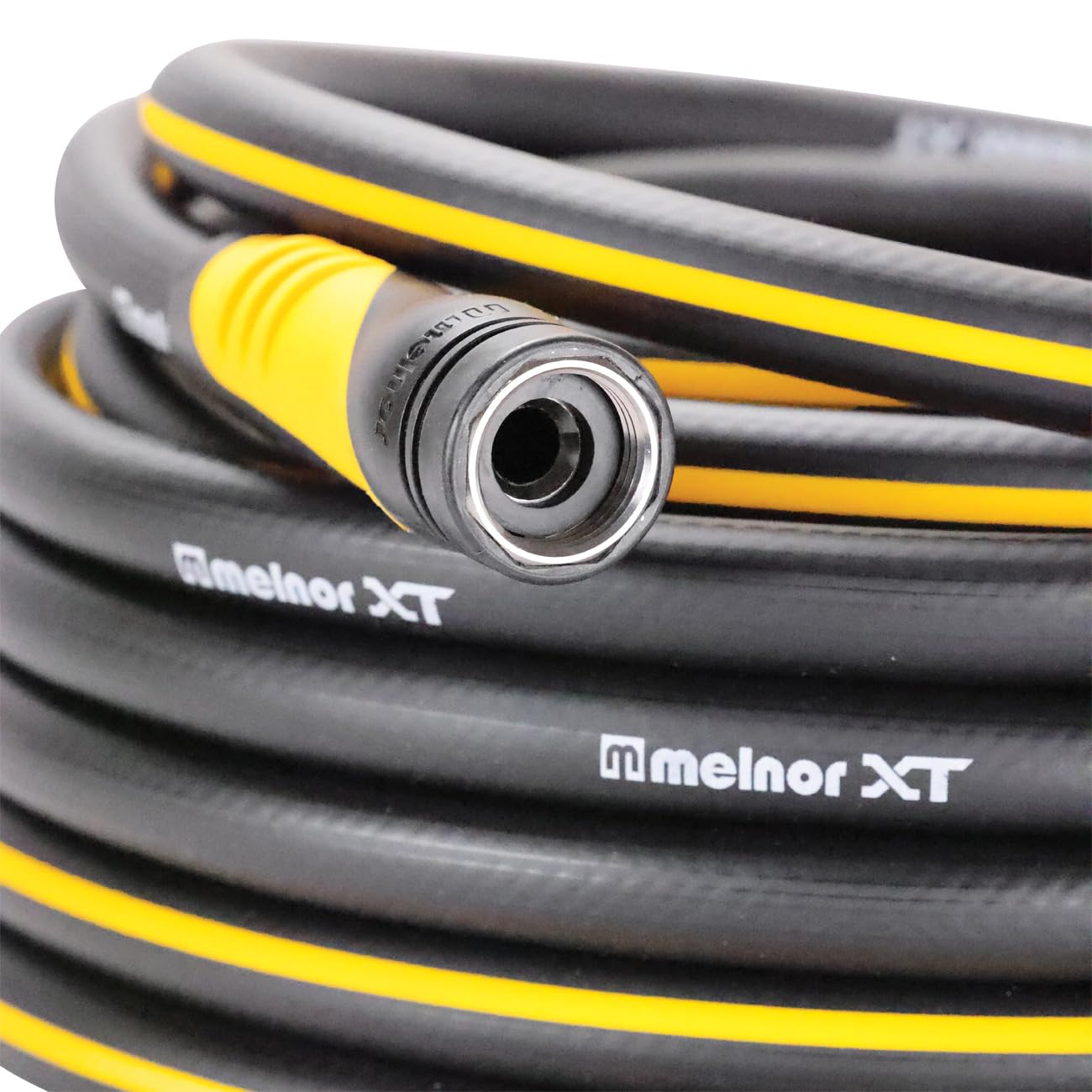 Melnor 88050AMZ XT Fusion Garden Hose 5/8" x 50ft - Durable - Lightweight - Kink-Resistant - Polymer Blend - Black/Orange