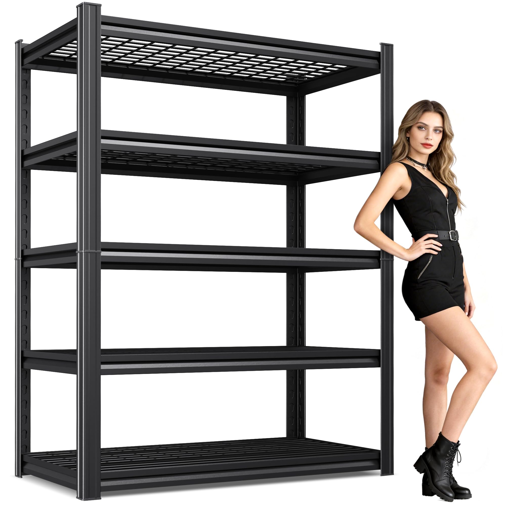 71"H Garage Shelving-3000LBS 5 Tier Storage Shelves,Adjustable Heavy Duty Metal Shelving Unit and Storage Large Wire Rack,Utility Steel Shelf For Shop Warehouse Industrial Pantry Basement 71"x35"x16"