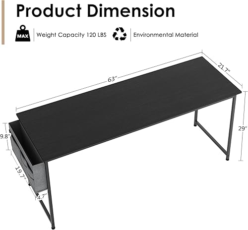 Miniatura 3 de COTUBLR Escritorio para computadora de 47 pulgadas, escritorio de oficina en casa, escritorio simple y moderno para dormitorio, escritorio de