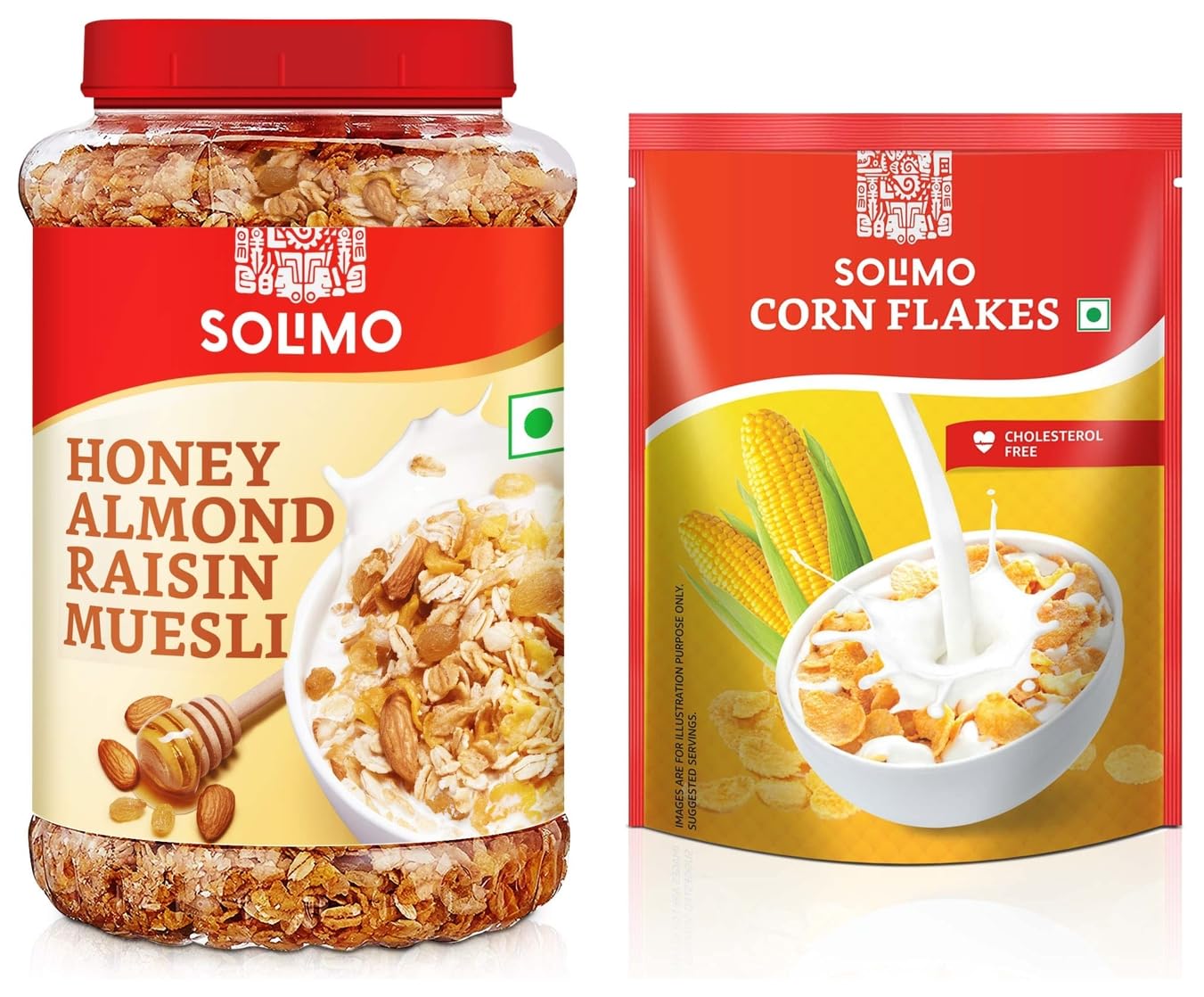 Amazon Brand Solimo - Honey and Raisin Muesli 1kg & Amazon Brand - Solimo CornFlakes, 1.2Kg-image-46