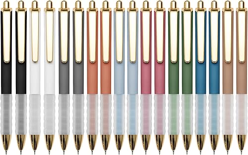 Linbsunne - Bolígrafos negros de punta mediana de 364 de pulgada, con agarre supersuave, retráctiles, para hombres y mujeres (18 unidades)
