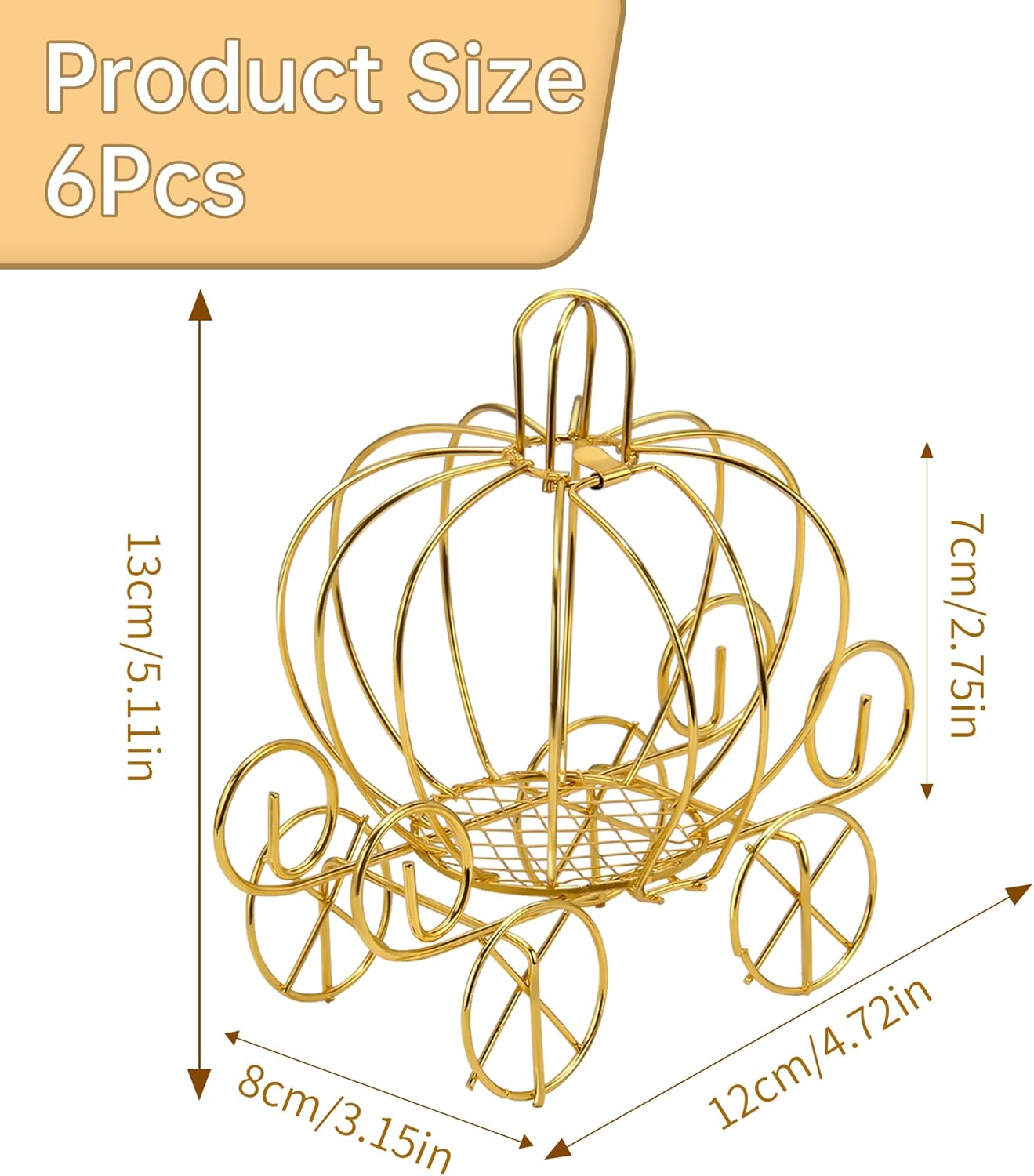 6Pcs Carriage Centerpieces For Tables, Candy Cart With Wheels For Princess Pumpkin Carriage Party Birthday Decorations