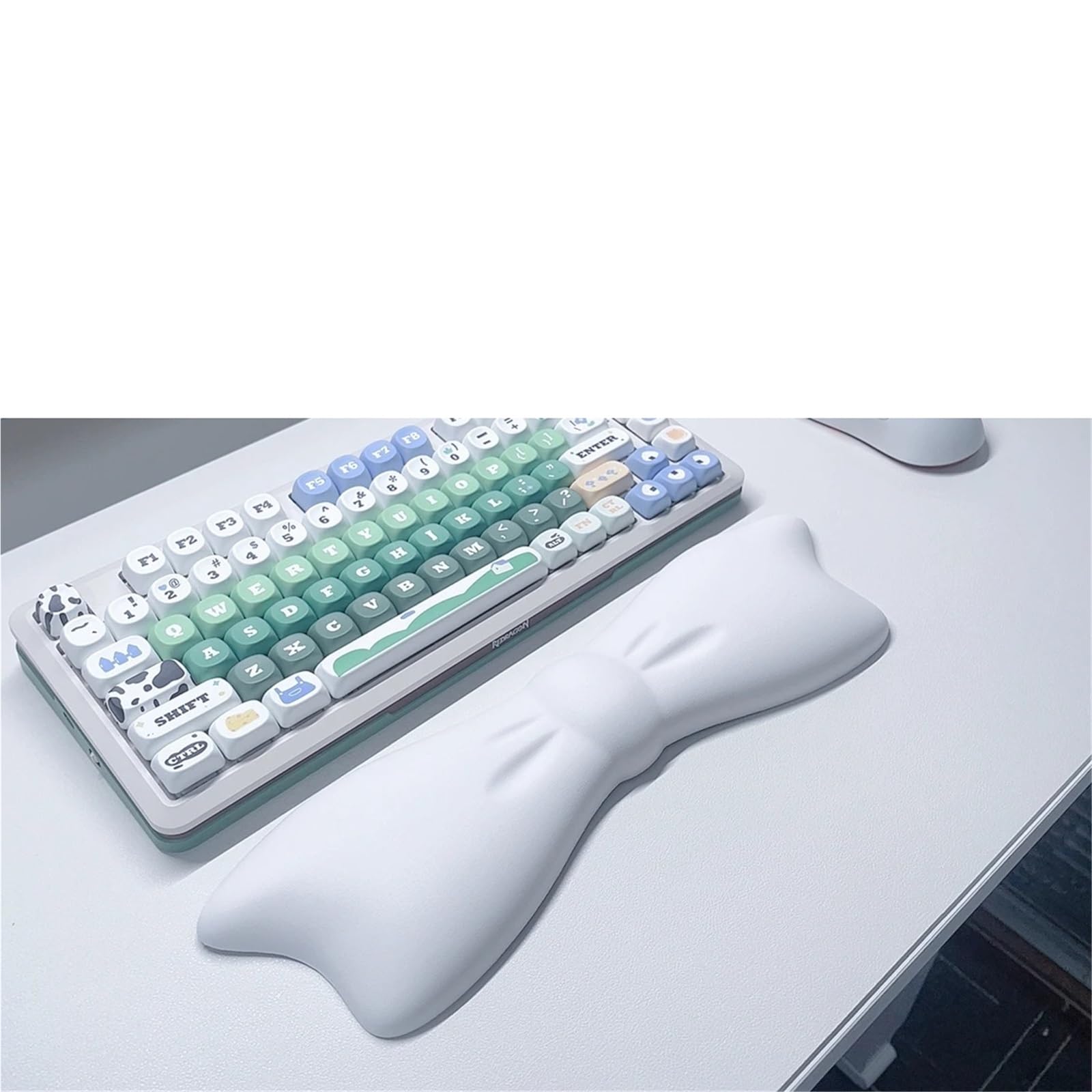 Handgelenkauflage für Tastatur Cute Bow Keyboard Wrist Rest Non-slip Rubber Base Memory Foam Suitable For 100 Keys 87 68keys Mousepad(Color1)