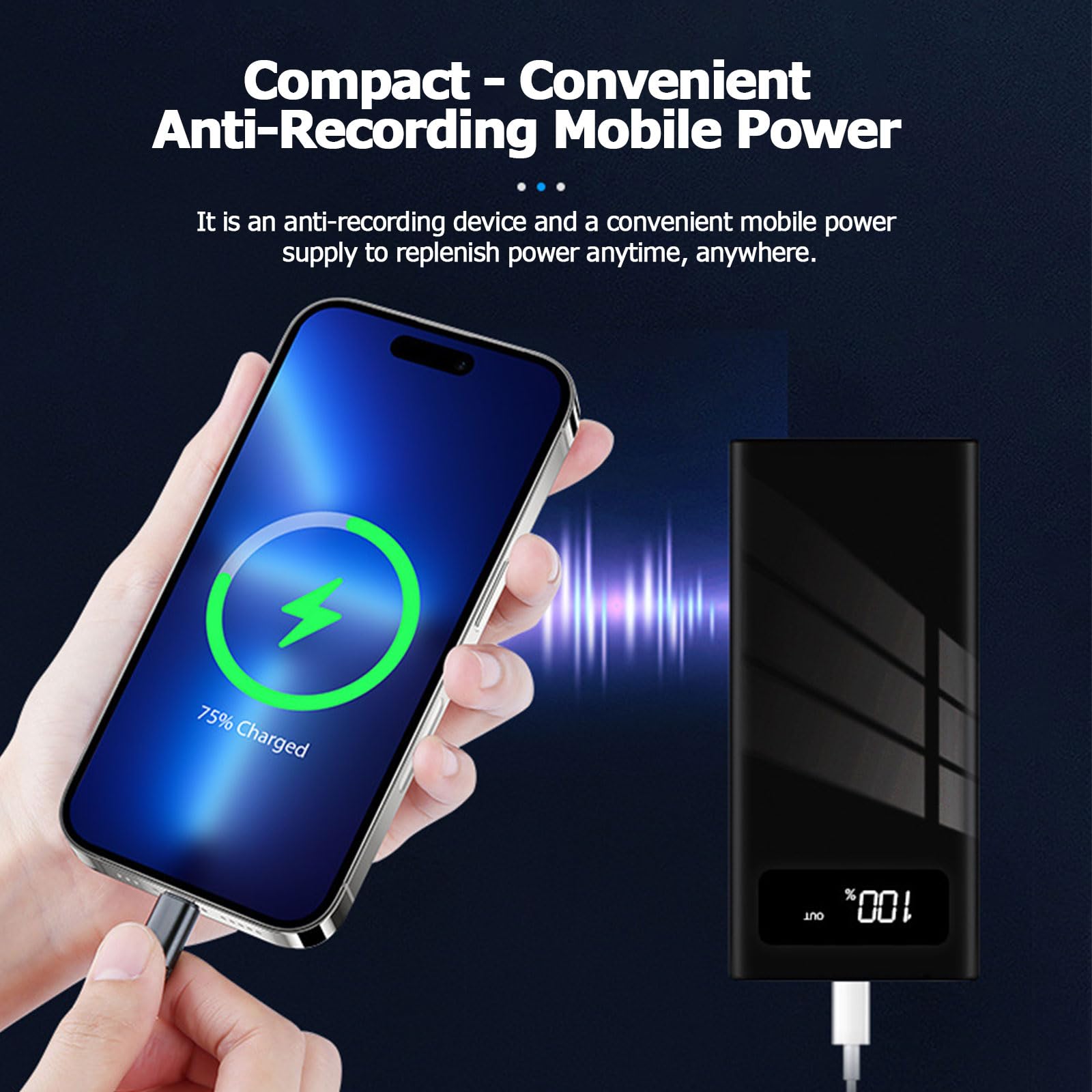 Brouilleur D'Enregistrement Vocal 360° Avec Télécommande – Bloqueur Audio 9000mAh, Écran LCD – Pour Réunions, Bureau, Voiture, Confidentialité