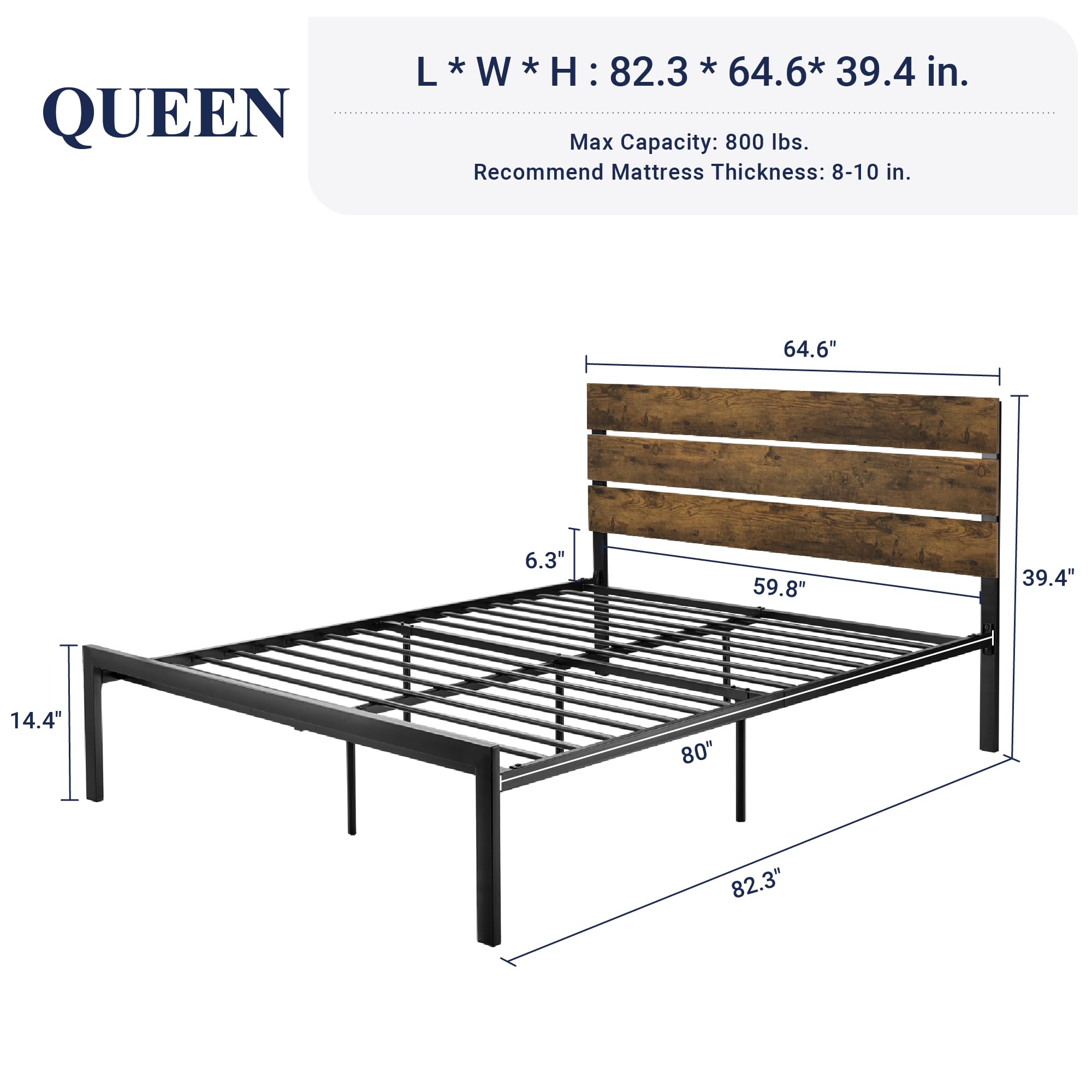 Amazon｜Allewie クイーンサイズプラットフォーム ベッドフレーム 木製