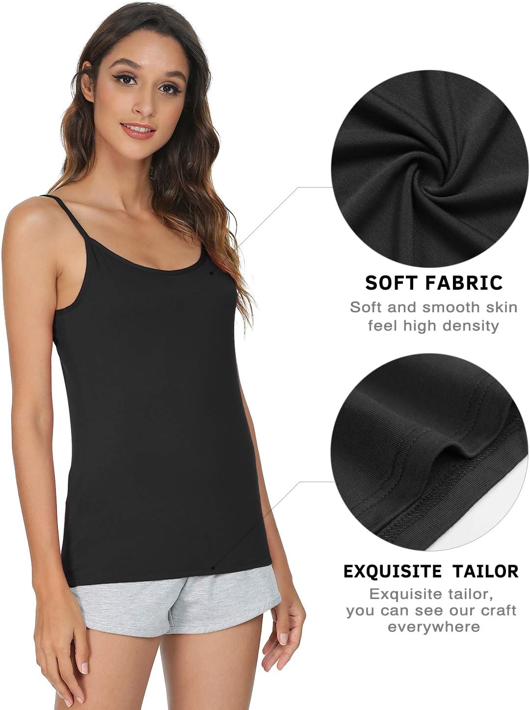 Vislivin Women's Basic Solid Camisole Adjustable Spaghetti Strap Tank Top - Image 2