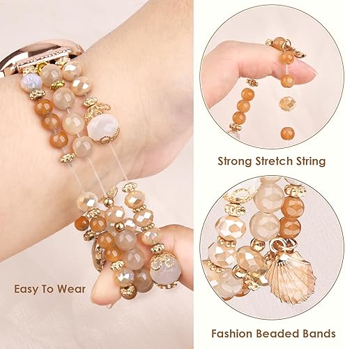 Miniatura 5 de VISOOM Pulsera Boho de cuentas compatible con Samsung Galaxy Watch 654 de 40mm 44mmActive 2 de 40mm 44mmWatch 4 Classic de 42mm 46mm para mujer,