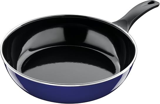 Silit Frying Pan Uncoated 28cm Blue Emma Made in Germany Pouring Rim Plastic Handle with Flame Protection Silargan Functional Ceramic Suitable for Induction Hobs Dishwasher-Safe