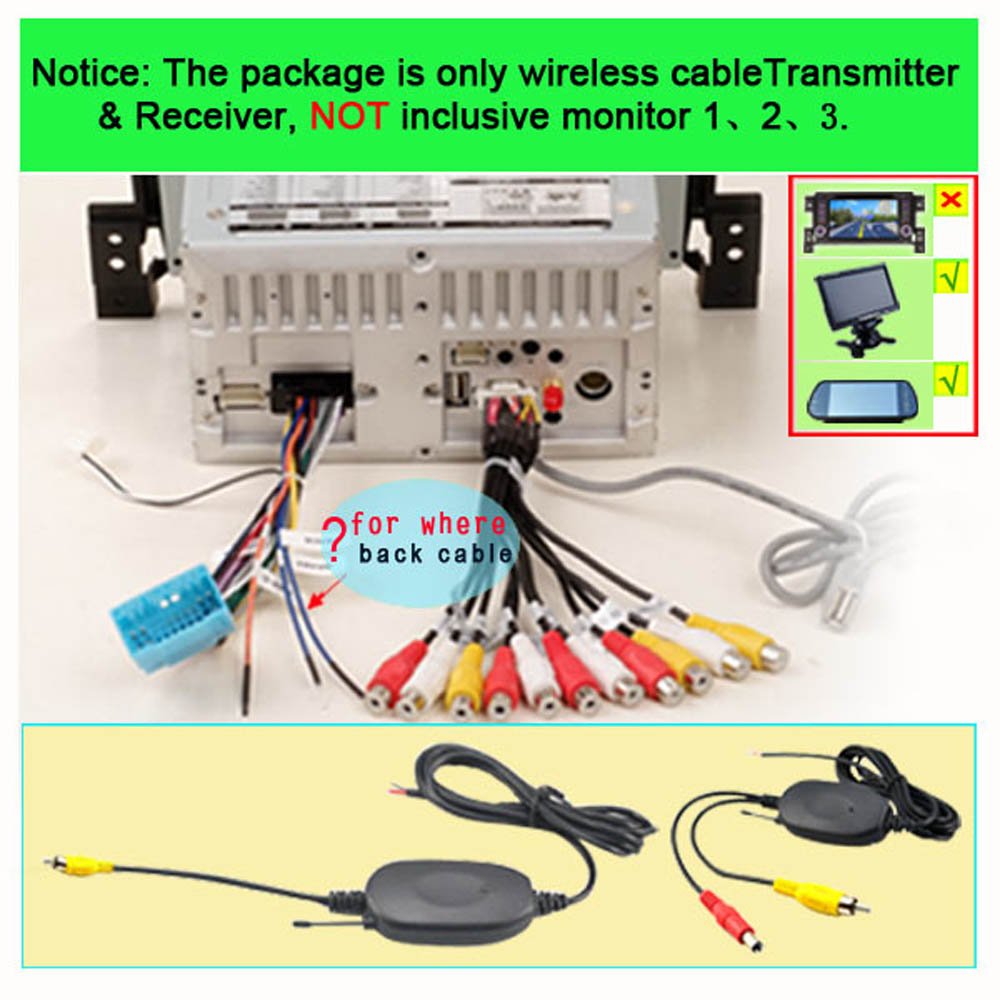 Kit émetteur récepteur vidéo 2,4 GHz, sans fil pour caméra de recul de voiture RCA, moniteur récepteur Cam DVD GPS, lecteur autoradio, module adaptateur