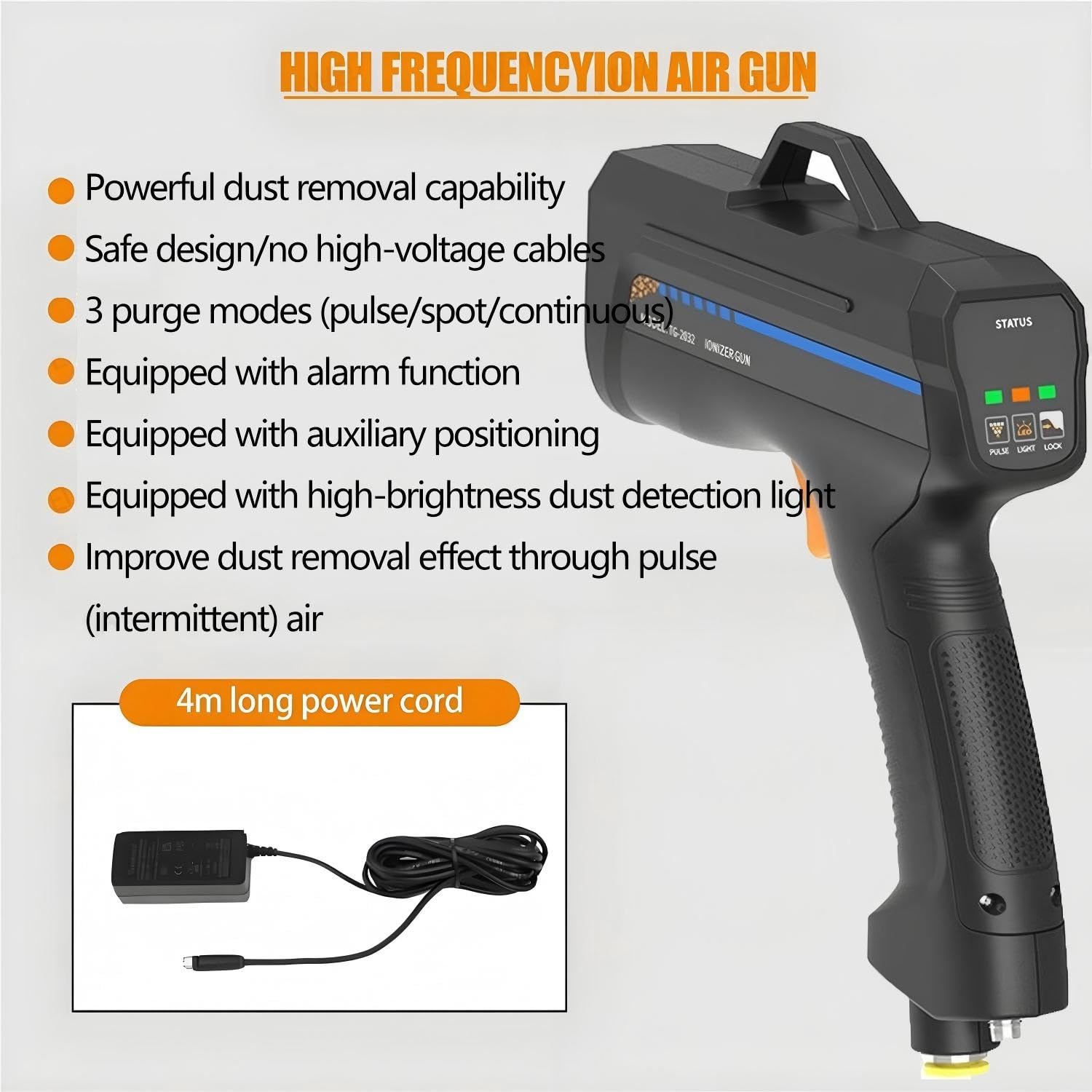 Pistola De Aire Iónico Antiestático, Eliminador Electrostático, Pistola Antiestática Para Discos De Vinilo, Eliminador De Estática Usado, Pistola De Aire Ionizante Portátil(Pulse)
