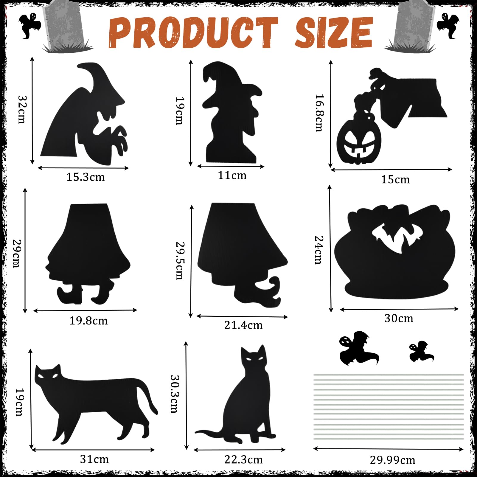 Halloween Hexen Silhouetten - 5-teilige Gruseldekoration Für Garten & Rasen