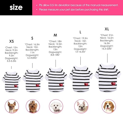 Miniatura 3 de Preferhouse Camiseta a rayas para perros y mascotas chaleco de algodón para primavera y verano ropa para mascotas adecuada para mascotas pequeñas y